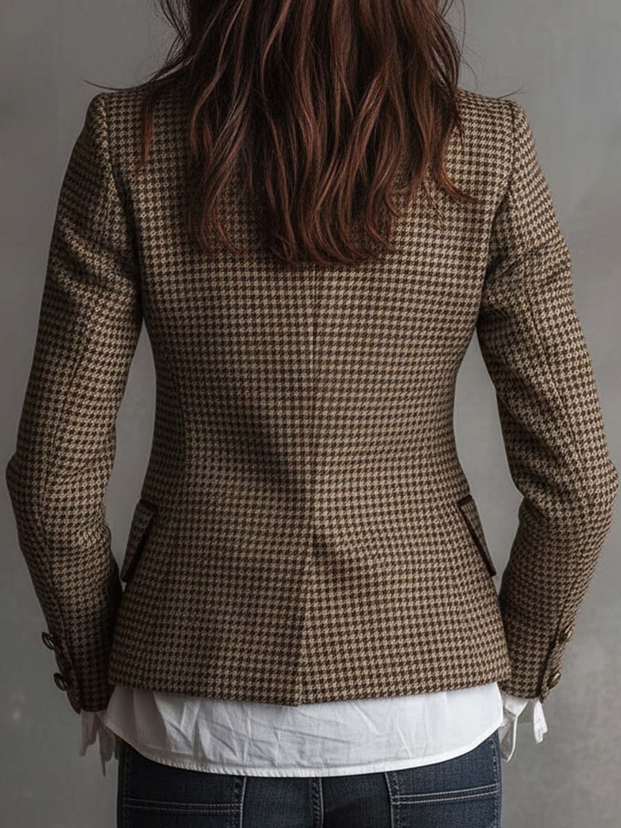 Serena | Vintage Houndstooth Tailored Blazer