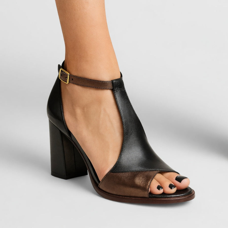 Elwira | Two-Tone Block Heel Sandals