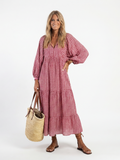 Arlette | Geometric Print Long-Sleeve Midi Dress