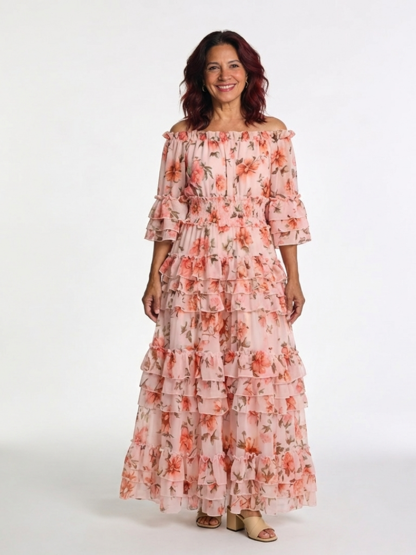 Rosalie | Off-Shoulder Floral Ruffle Maxi Dress - women's dress