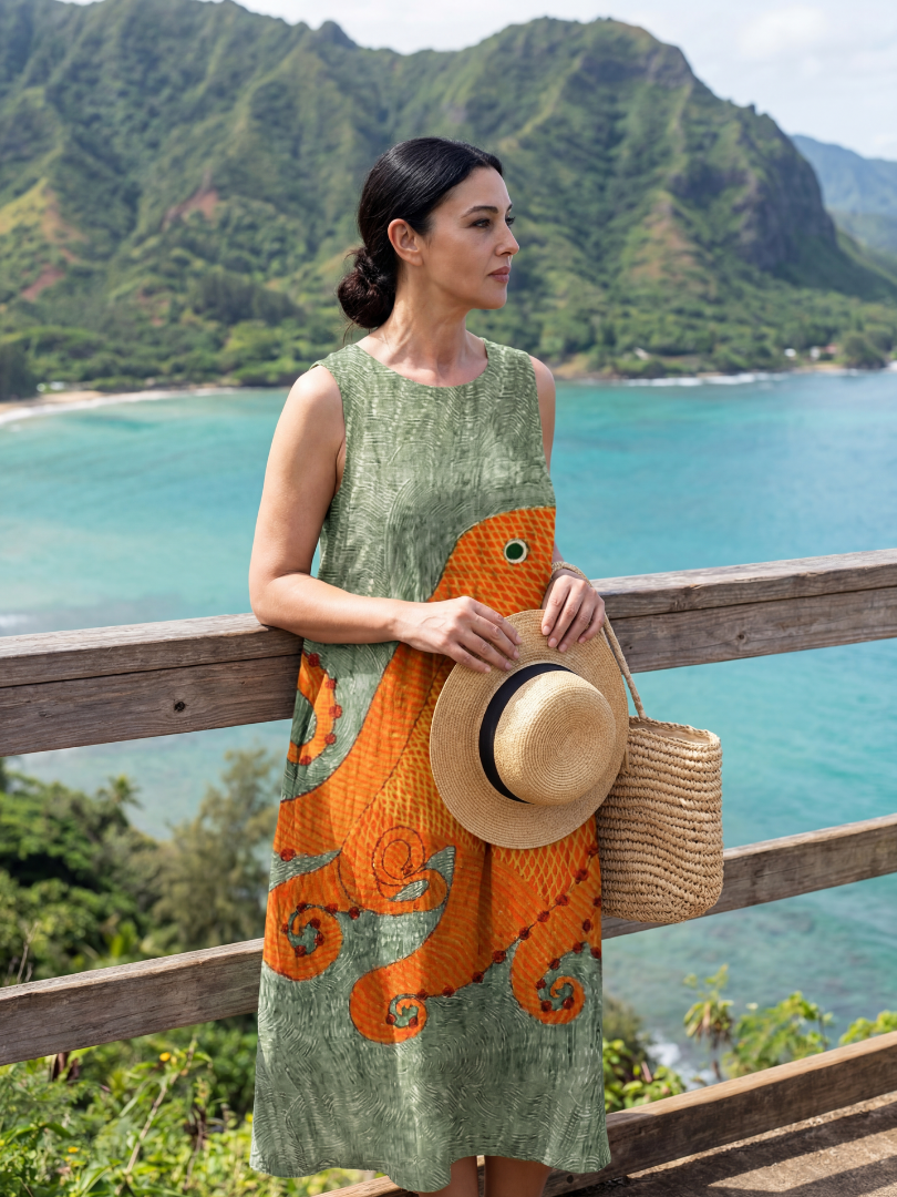 Nadia | Ocean Wave Midi Dress