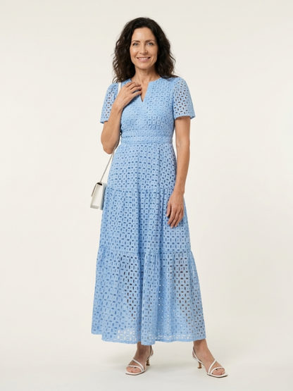 Brielle | Ruffle Short-Sleeve V-Neck Midi Dress - women's dress