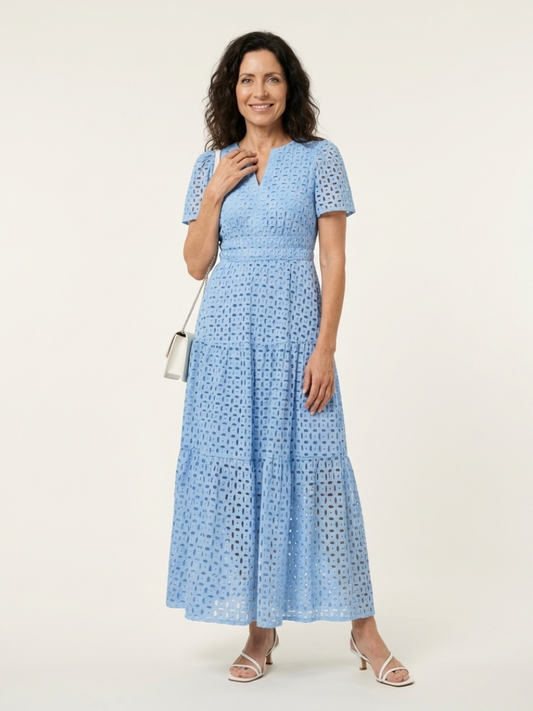 Brielle | Ruffle Short-Sleeve V-Neck Midi Dress - women's dress