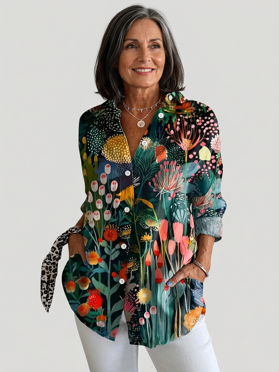 Anica | Vibrant Artistic Button-Up Blouse