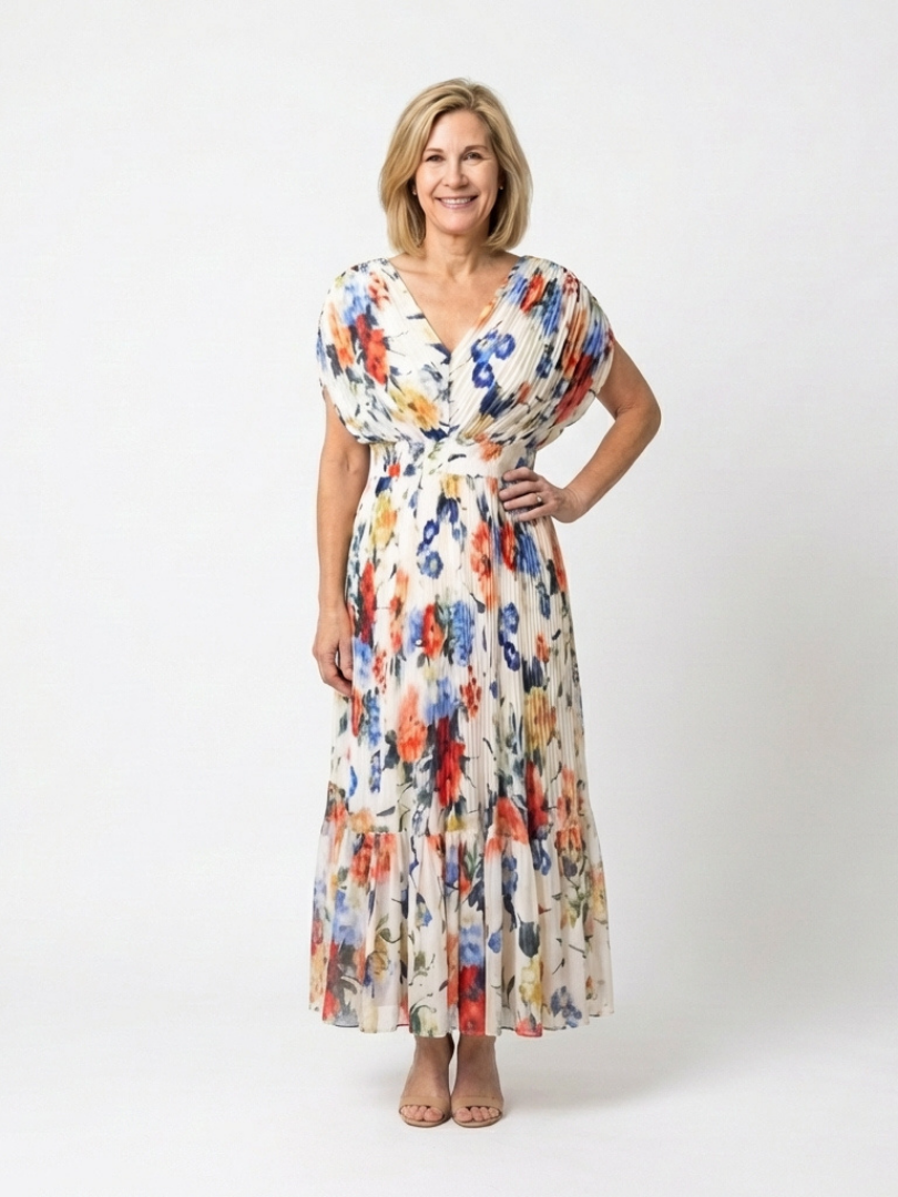 Savannah | Sleeveless Pleated Midi Dress - women's dress