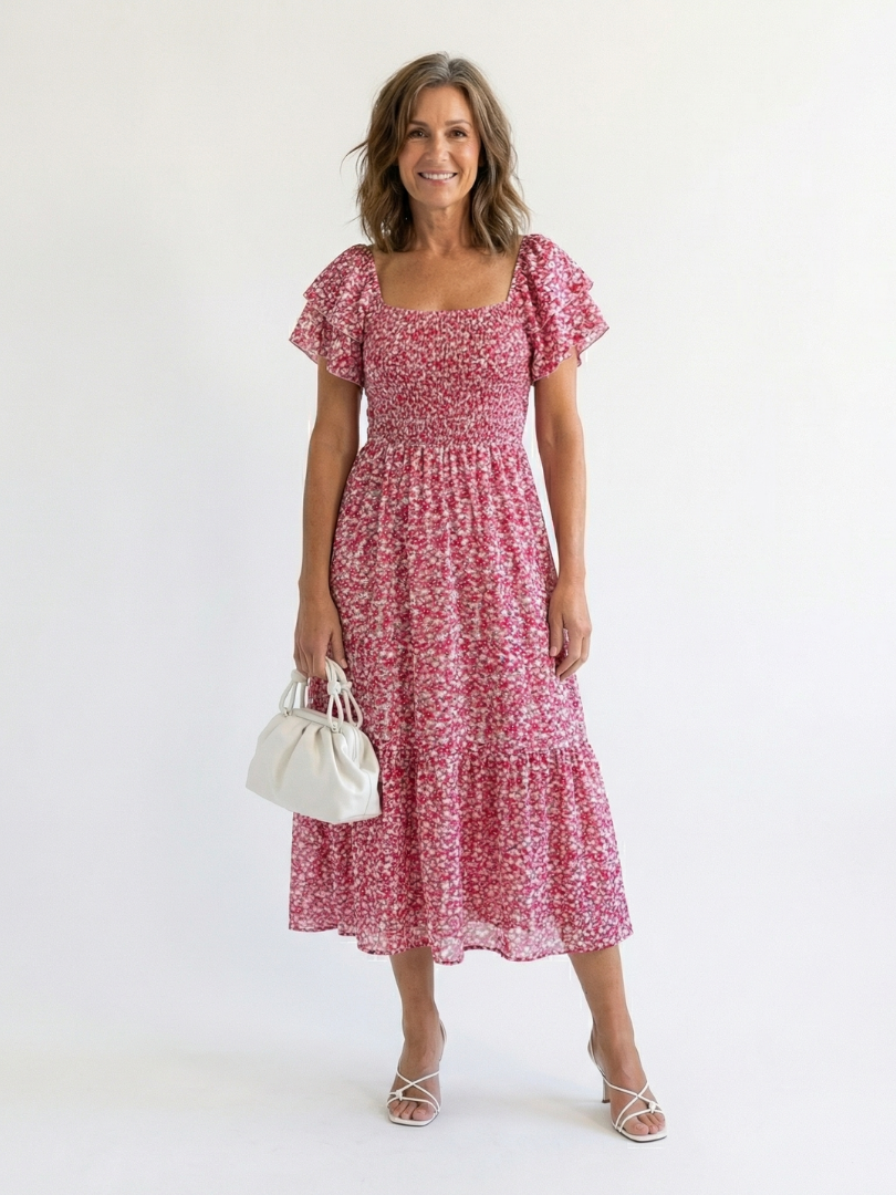 Odette | Smocked Off-Shoulder Midi Dress - women's dress