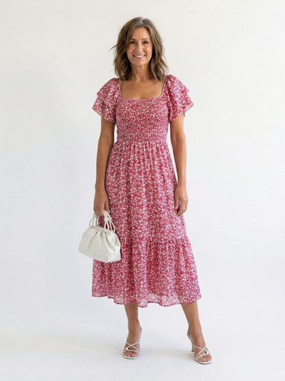 Odette | Smocked Off-Shoulder Midi Dress - women's dress