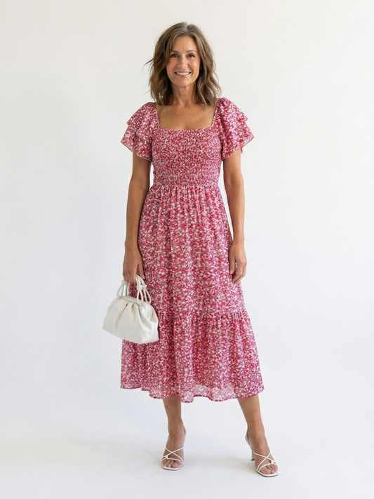 Odette | Smocked Off-Shoulder Midi Dress - women's dress