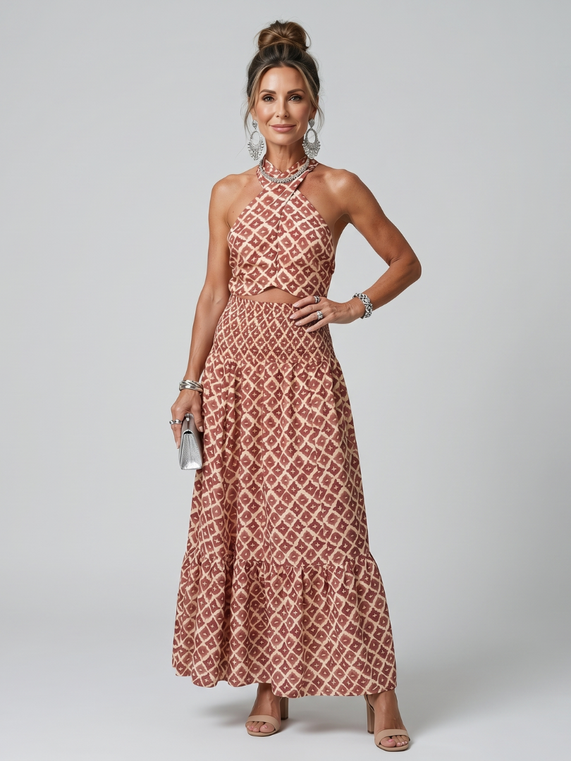 Amira | Cross Halter Geometric Print Set