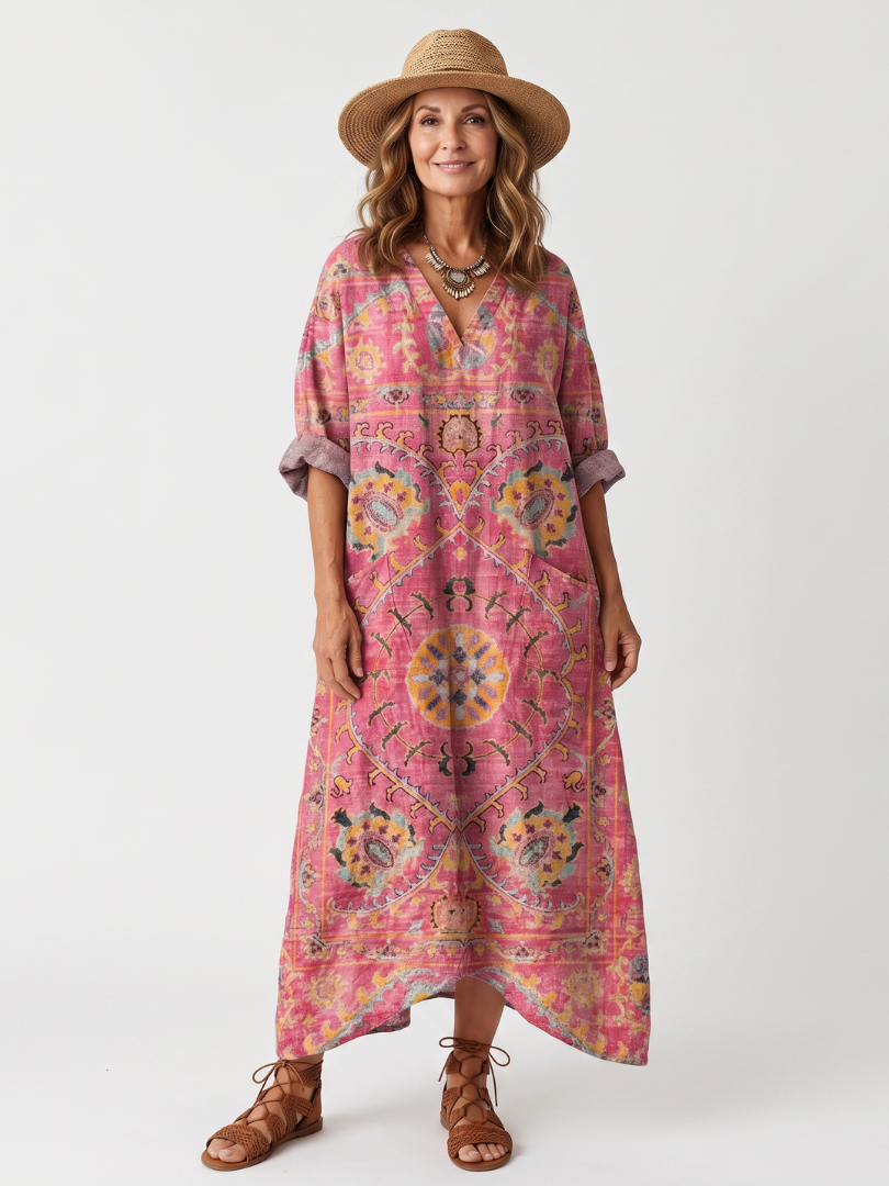 Tilda | Robe Midi Décontractée Imprimé Abstrait avec Poches