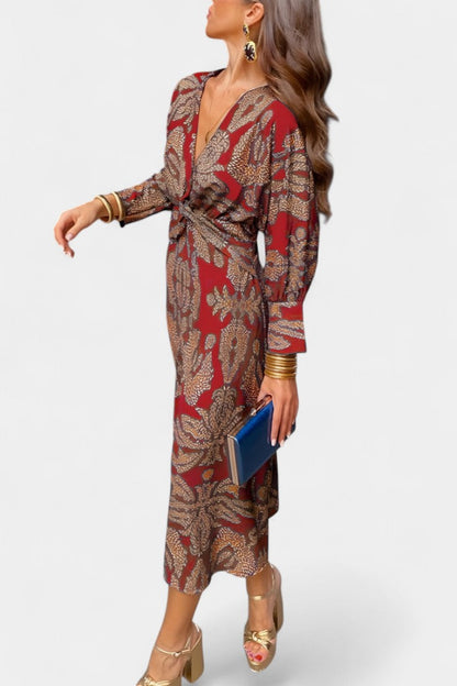 Ema | V-Neck Front-Knot Maxi Dress