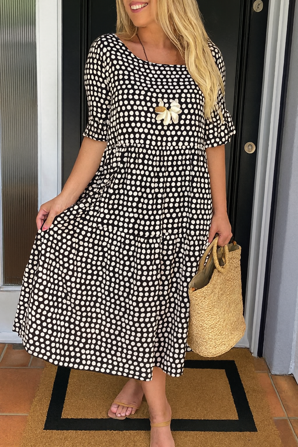 Bianca | Short-Sleeve Midi Dress