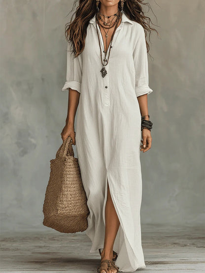 Alessia | Soft Black Maxi Dress with Buttons