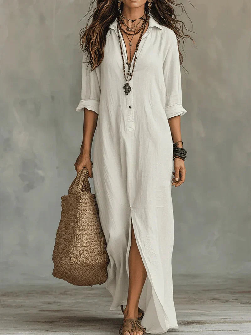 Celine | Relaxed Button Maxi Dress