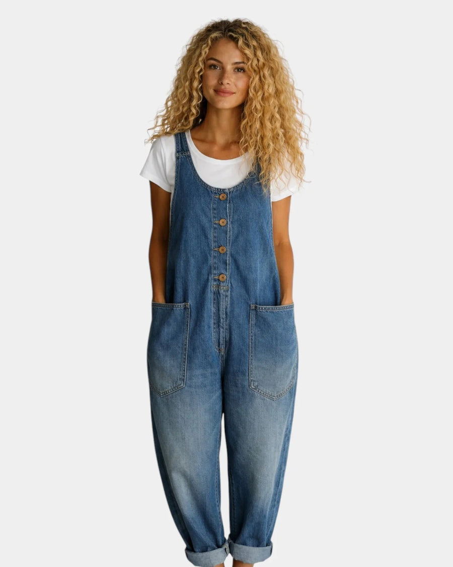 Lorena | Vintage Washed Denim Overalls - women's set