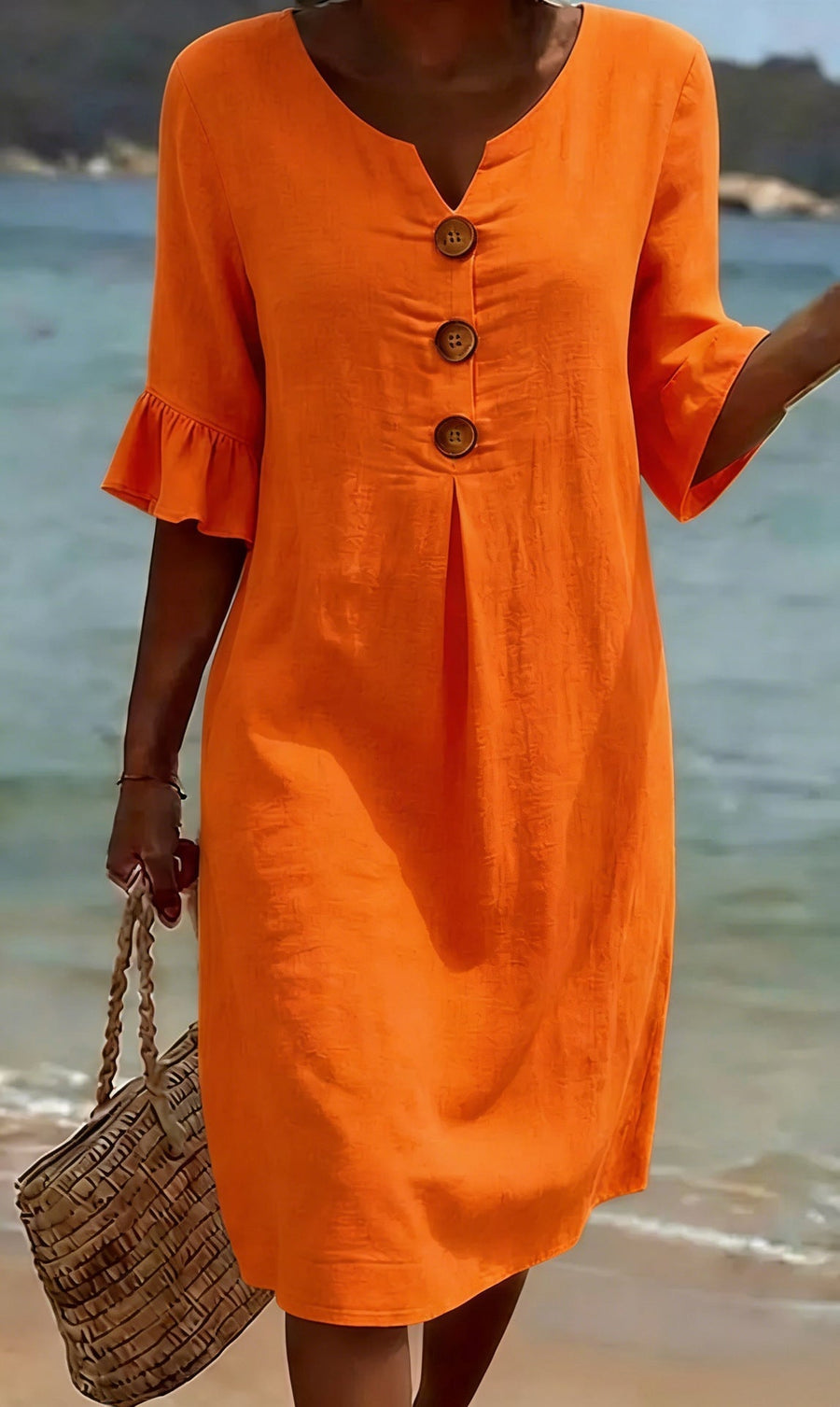 Orange Everyday Floral Midi Dress