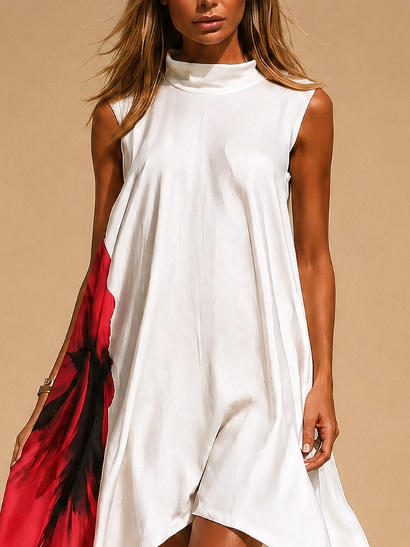 Vivienne | Mock Neck Satin Floral Maxi Dress