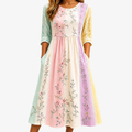 Pocket Pastel Garden Panel Midi Dress