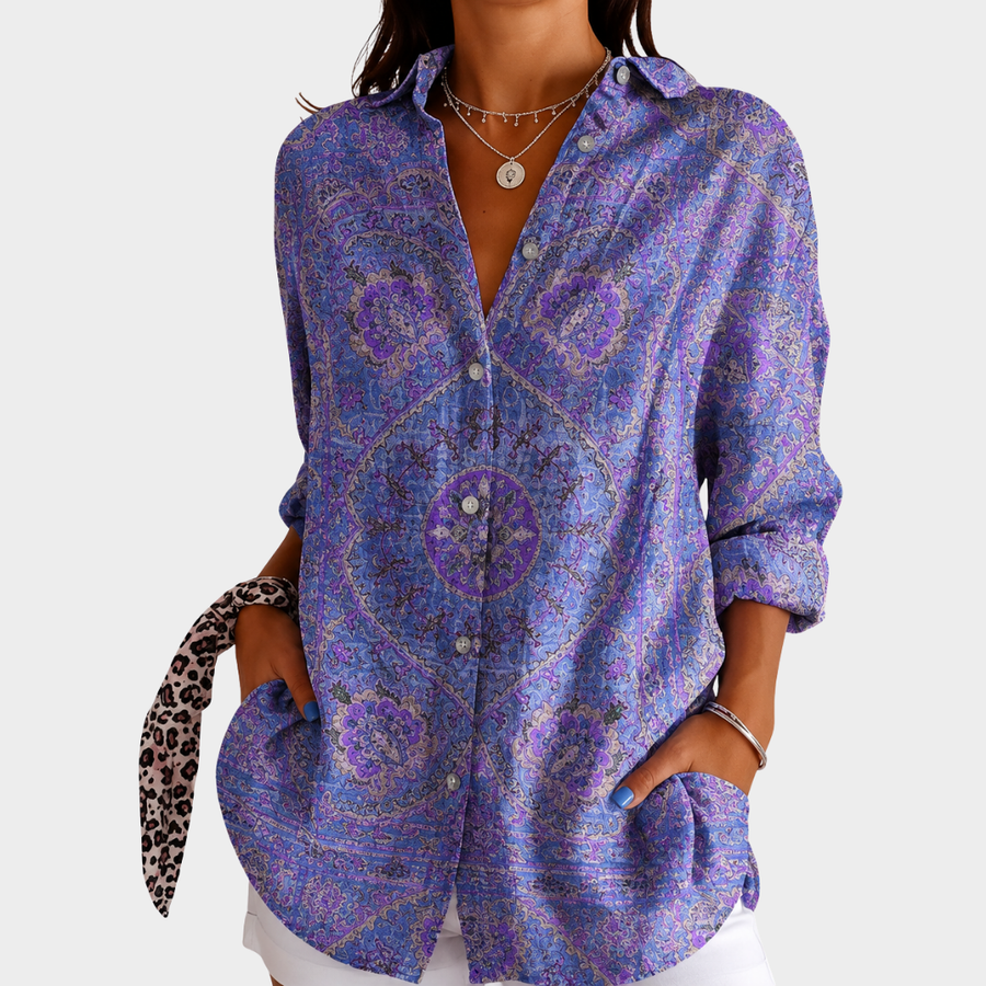 Marilyn | Lavender Mosaic Blouse