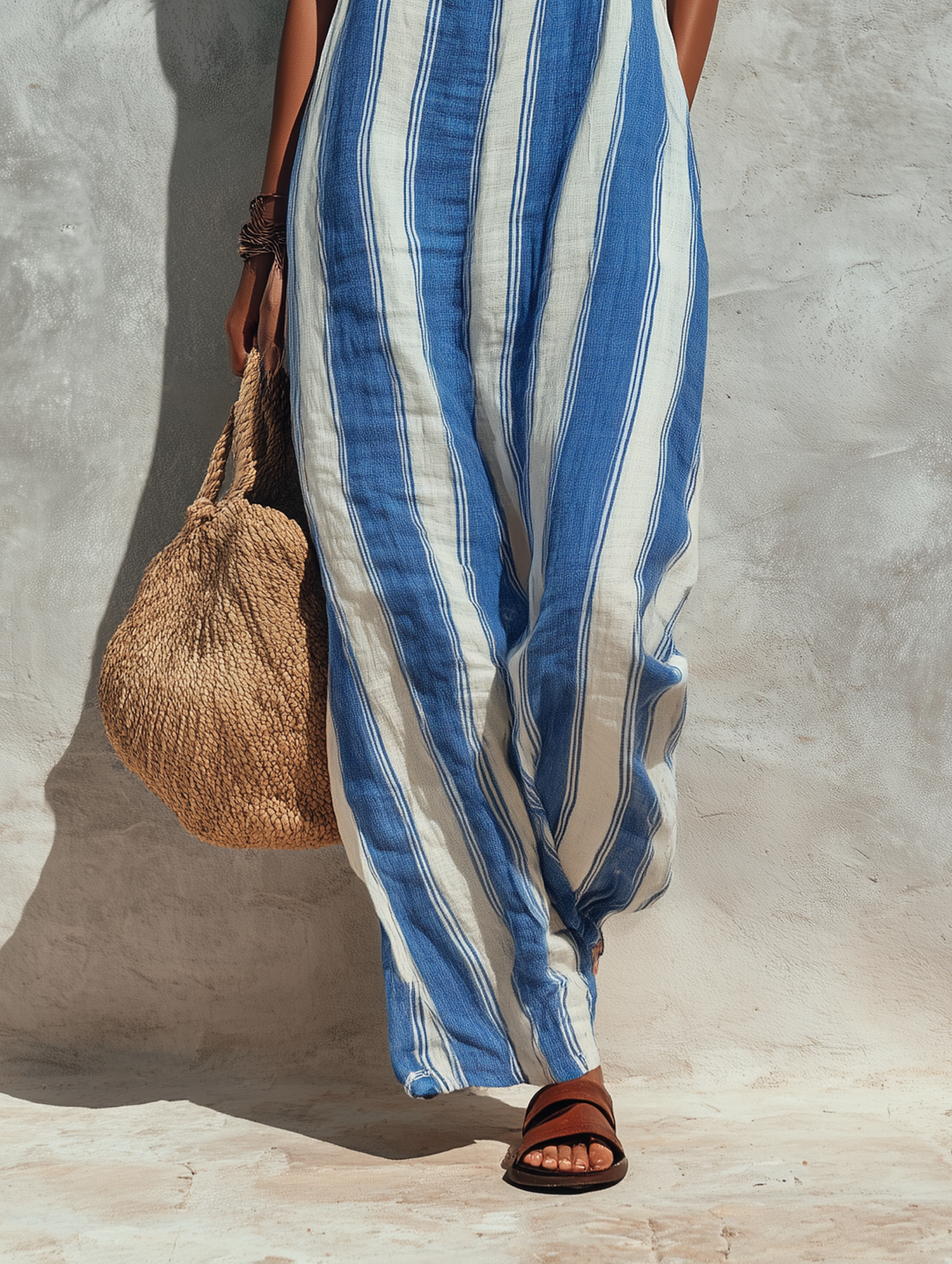Striped Vacation Suspender Jumpsuit