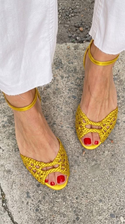 Isadora | Braided Gold Comfort Sandals