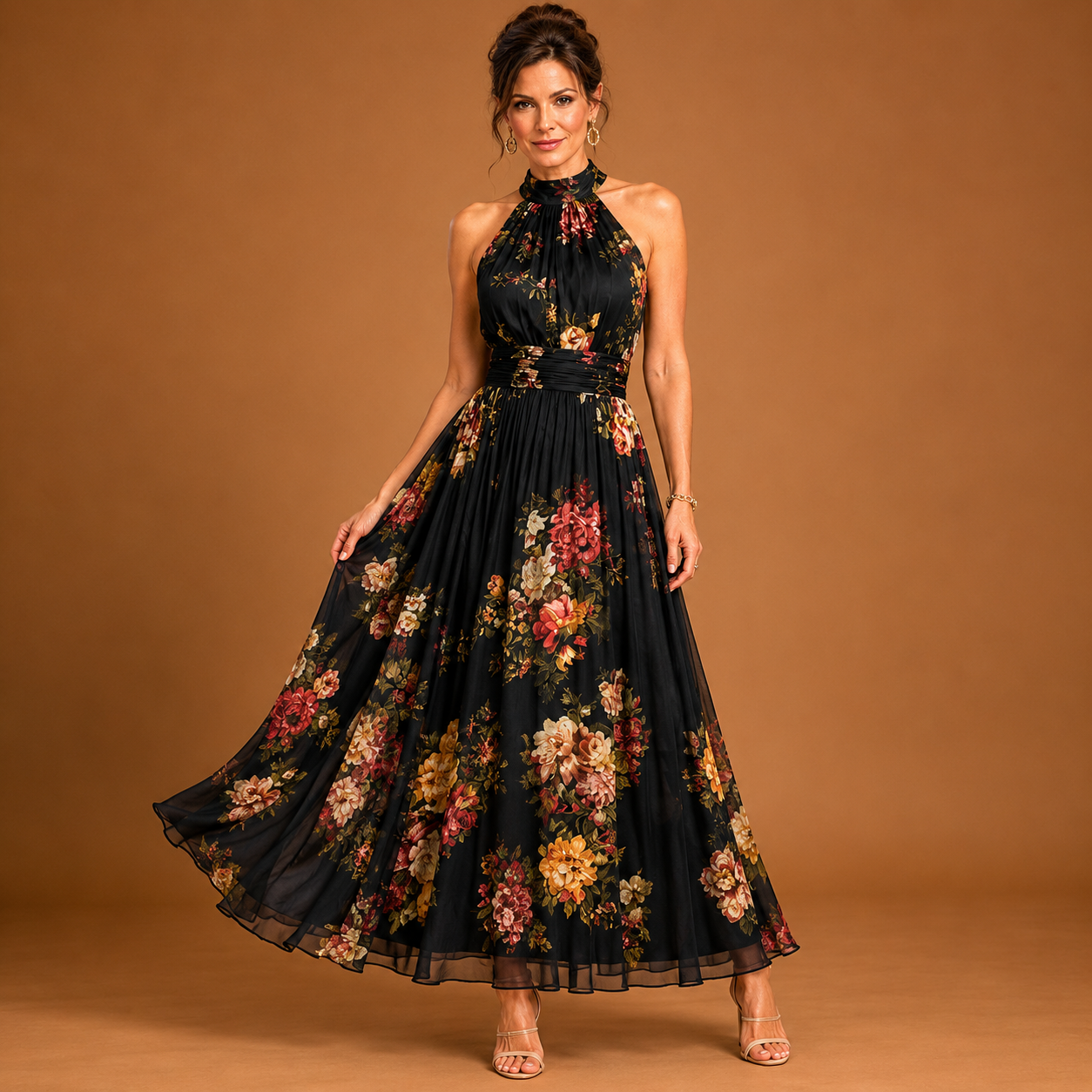 MIRANDA | Floral Halter Neck Midi Dress
