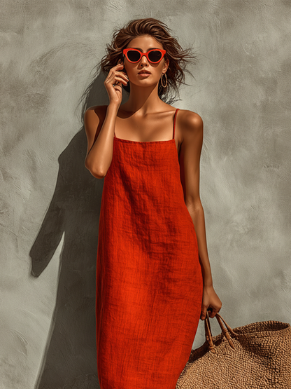 Square-Neck Spaghetti Strap Dress