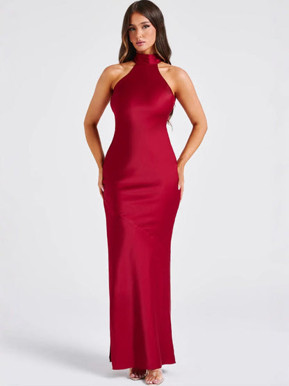 Zeynep | Satin Halter Maxi Dress