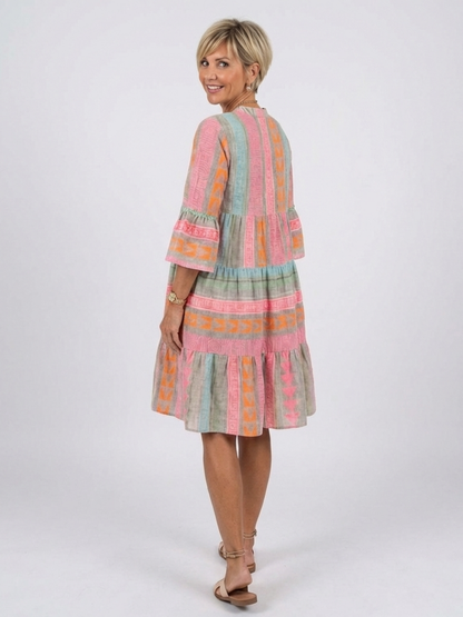 Maelle | Geometric V-Neck Knee-Length Dress