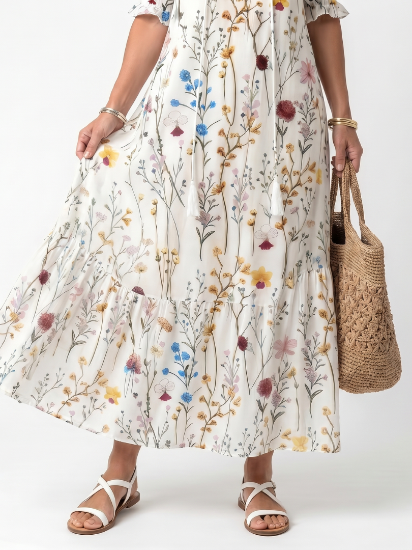 Sylvie | Robe Midi à Nouer Imprimé Botanique