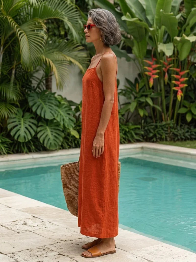 Amalie | Cotton Strappy Maxi Dress