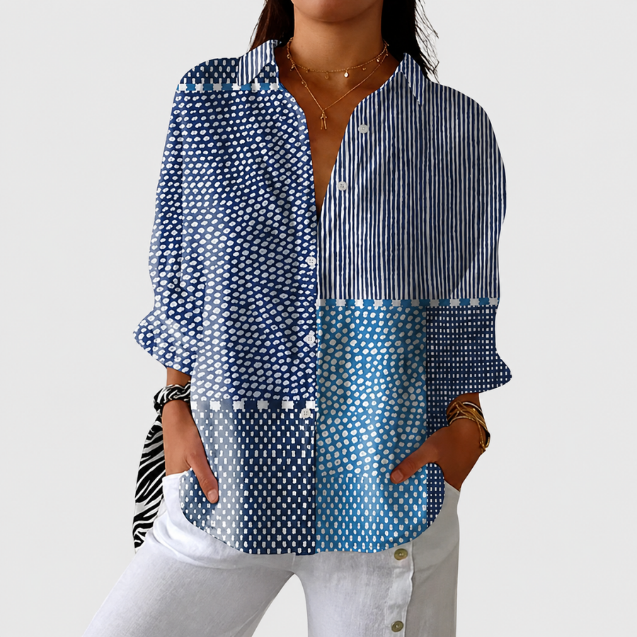 Linda | Patchwork Button-Up Blouse