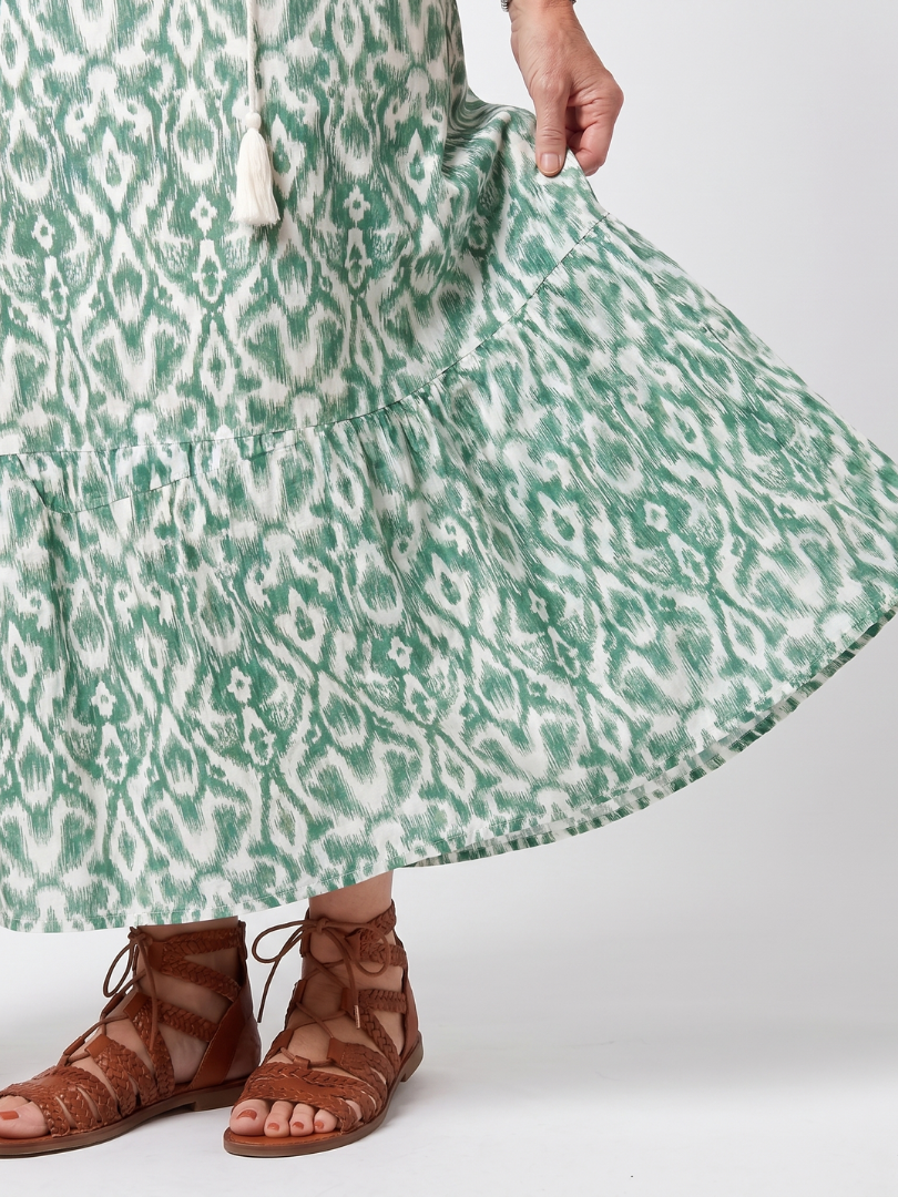 Ilara | Robe Midi à Nouer Col V Imprimée