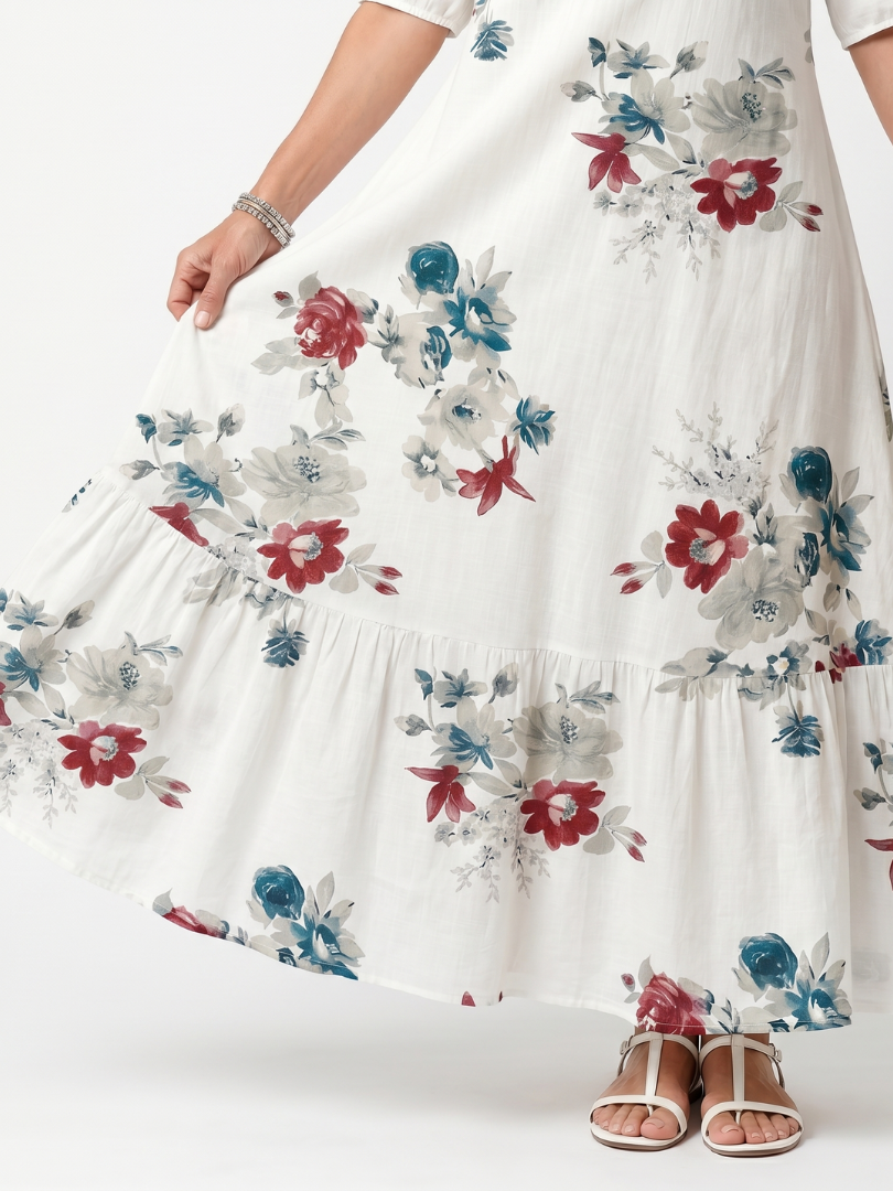 Maeva | Robe Midi à Nouer Imprimé Floral Éparpillé