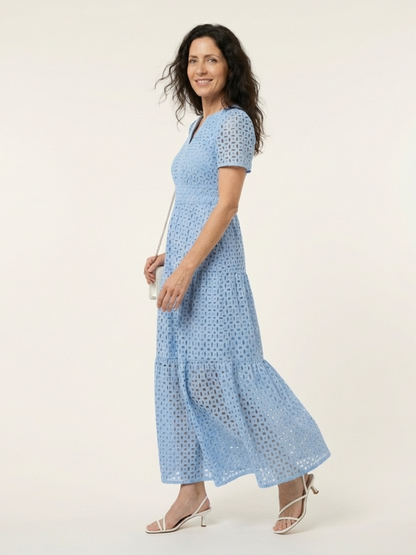 Brielle | Ruffle Short-Sleeve V-Neck Midi Dress