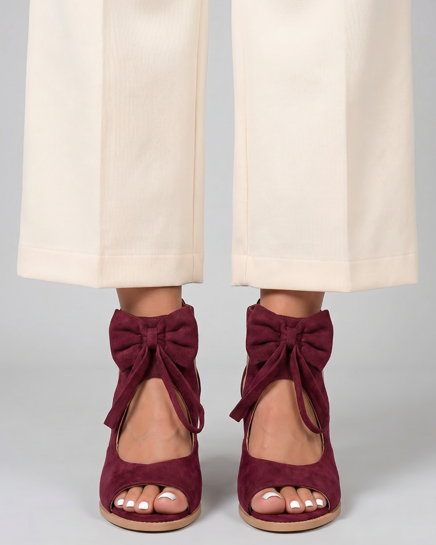 Comone | Bow Tie Open Toe Block Heel Sandals