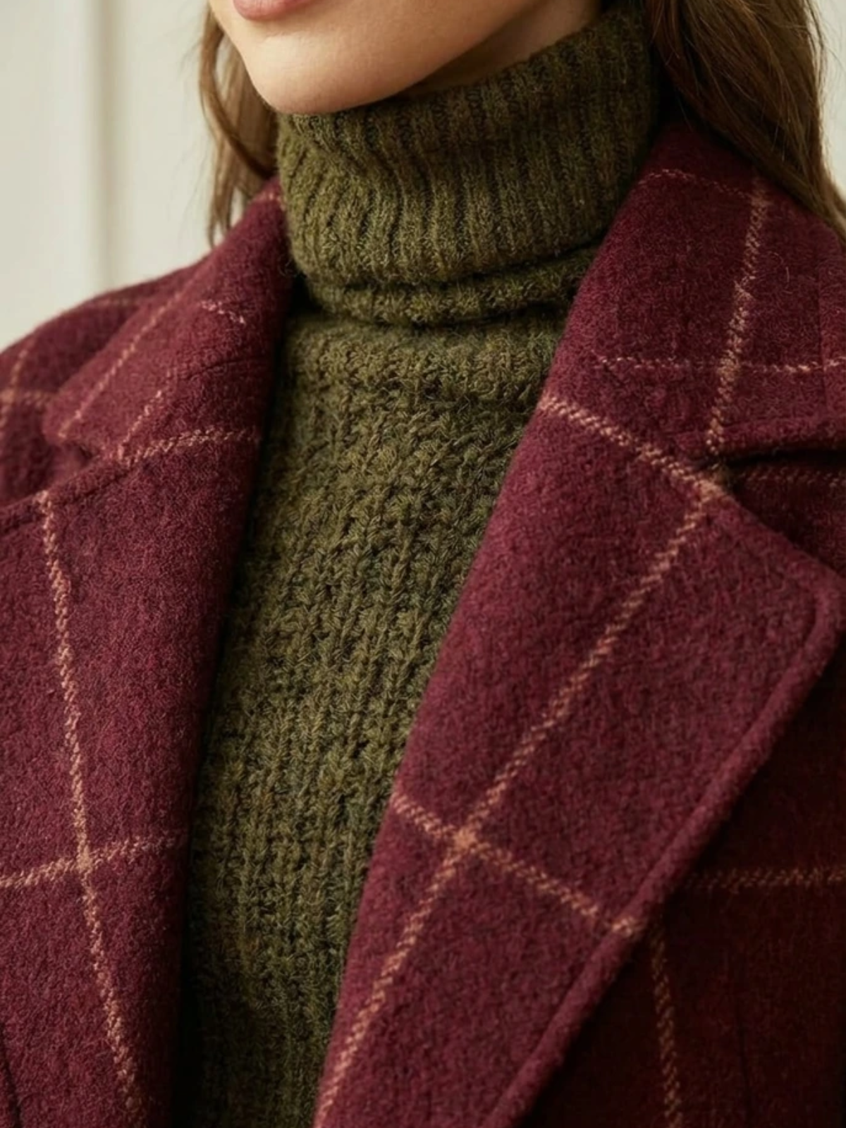 Elowen | Timeless Plaid Wool Long Coat