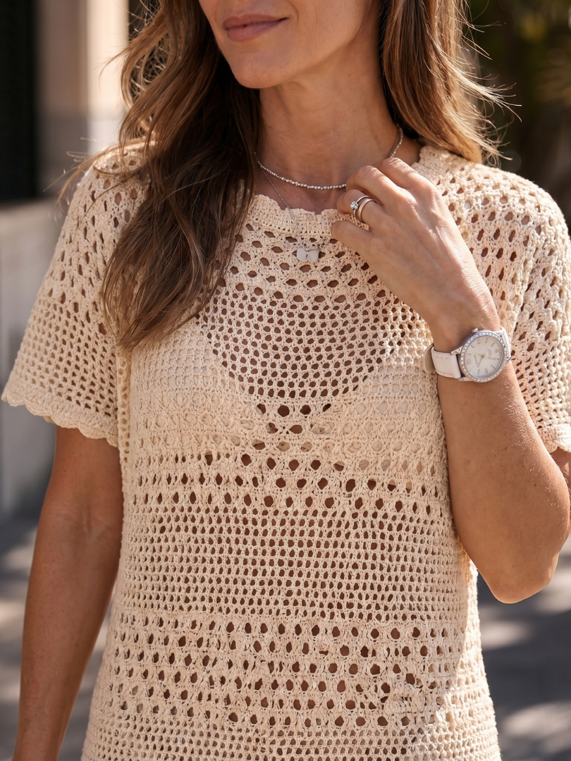 Elune | Open Knit Soft Cover Up Mini Dress