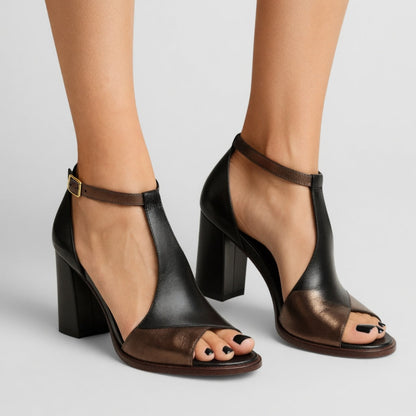 Elwira | Two-Tone Block Heel Sandals