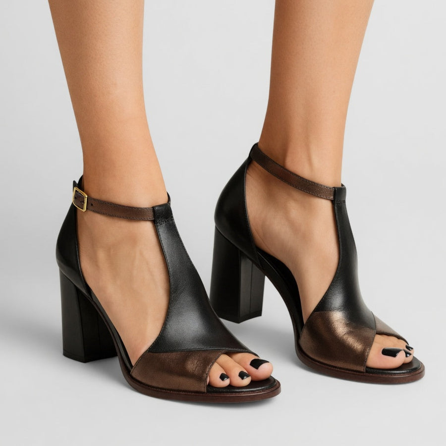 Elwira | Two-Tone Block Heel Sandals