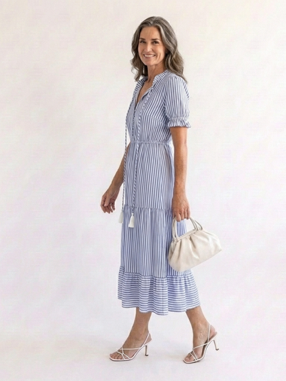 Dakota | Striped Short-Sleeve Midi Dress