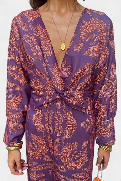Ema | V-Neck Front-Knot Maxi Dress