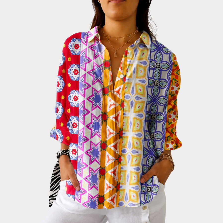 Rhonda | Boho Patchwork Blouse