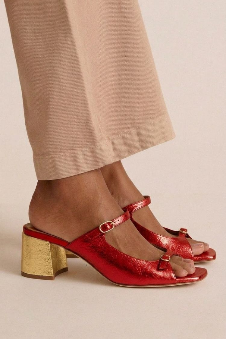 Chunky Slingback Block-Toe Heels