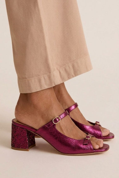 Chunky Slingback Block-Toe Heels