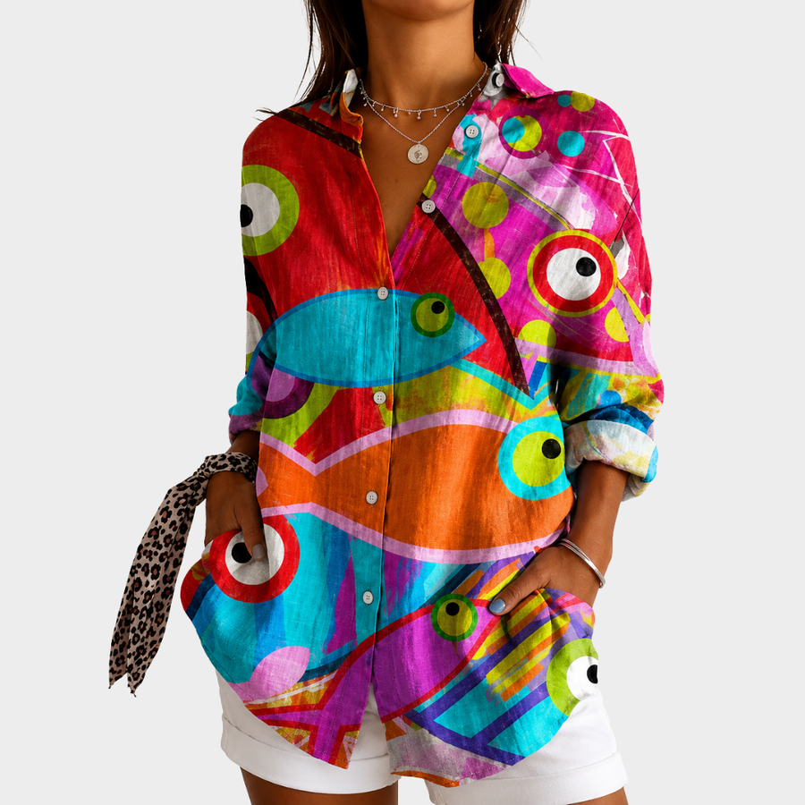 Wanda | Vibrant Ocean Blouse