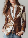 Noelle | Vintage Cow Print Eco-Friendly Blazer