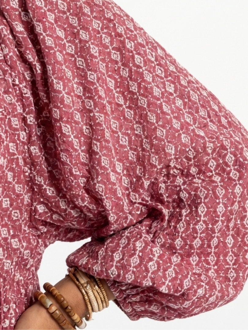 Arlette | Robe Midi à Manches Longues Imprimé Géométrique