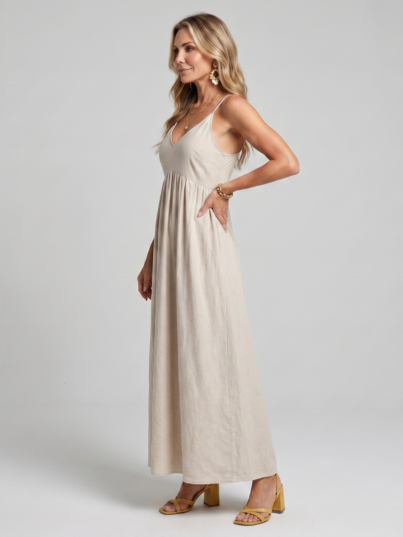 Solstice | Spaghetti Strap Flowing Skirt Midi Dress