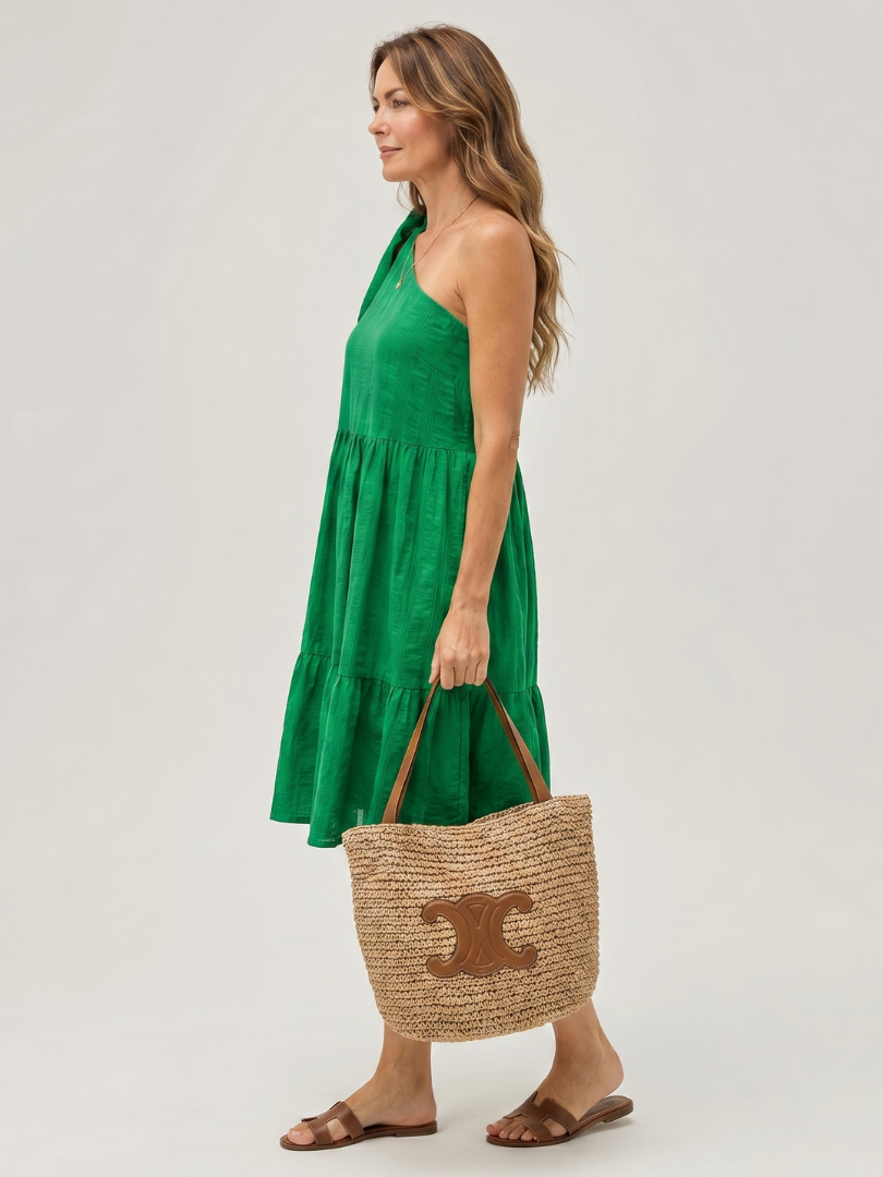 Zema | One Shoulder Bow Detail Knee Length Dress